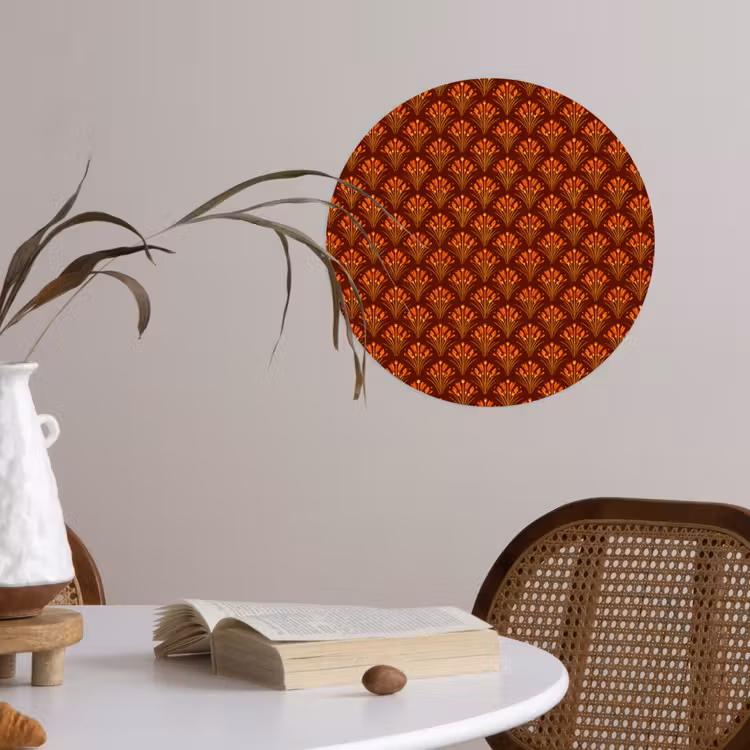 Behangcirkel - Waaiers - Art Deco - Botanisch - Roestbruin - Oranje — 4