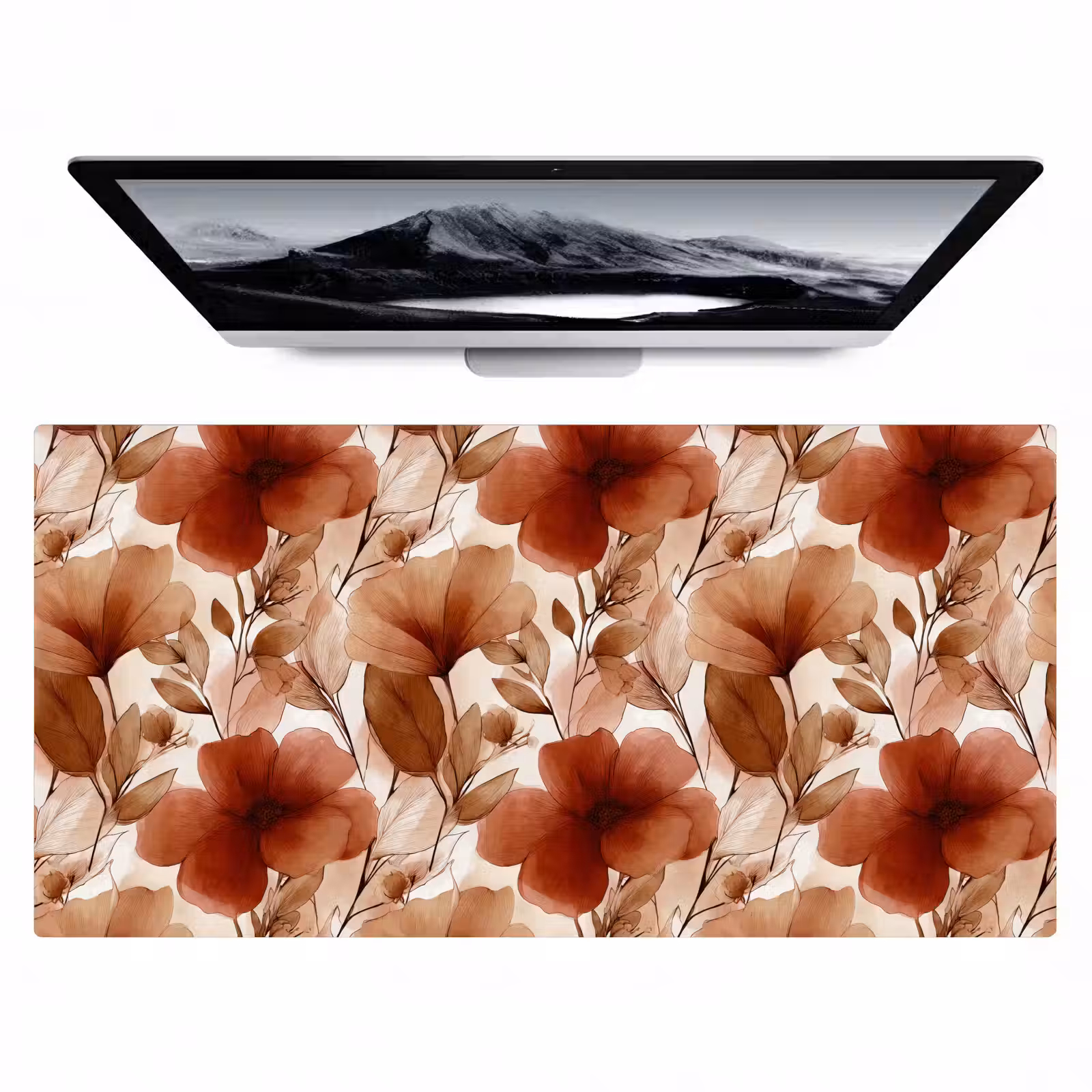 Bureau onderlegger - Bloemen - Aquarel - Botanisch - Terracotta — 1