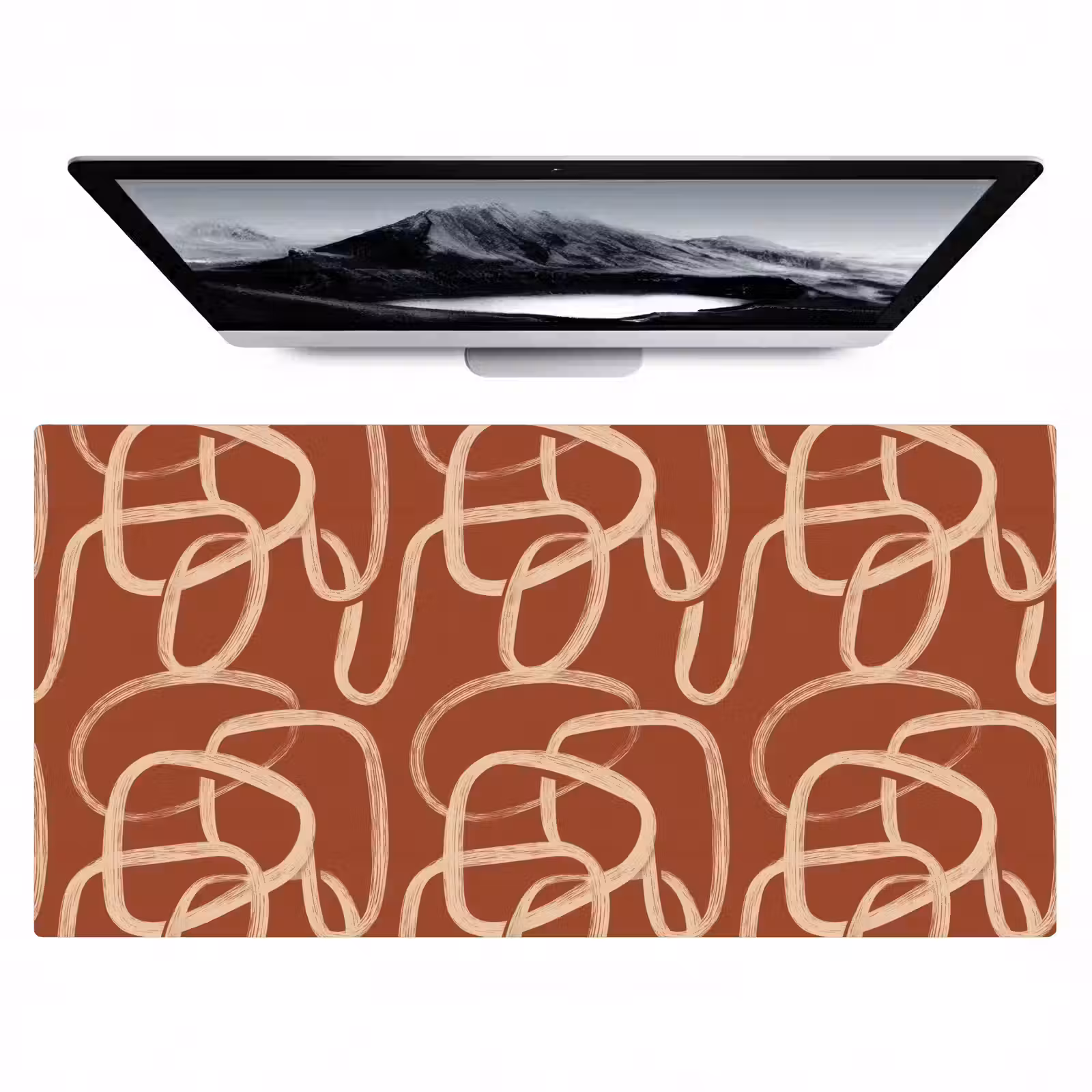 Bureau onderlegger - Lijnen - Abstract - Organisch - Terracotta - Crème — 1