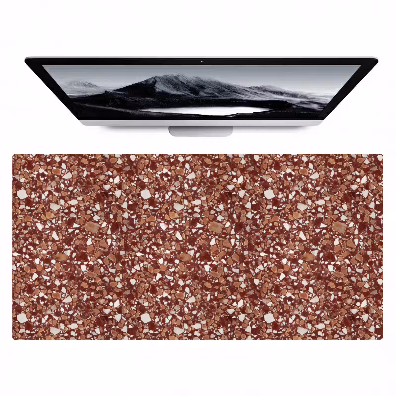 Bureau onderlegger - Terrazzo - Patroon - Steentextuur - Roodbruin — 1
