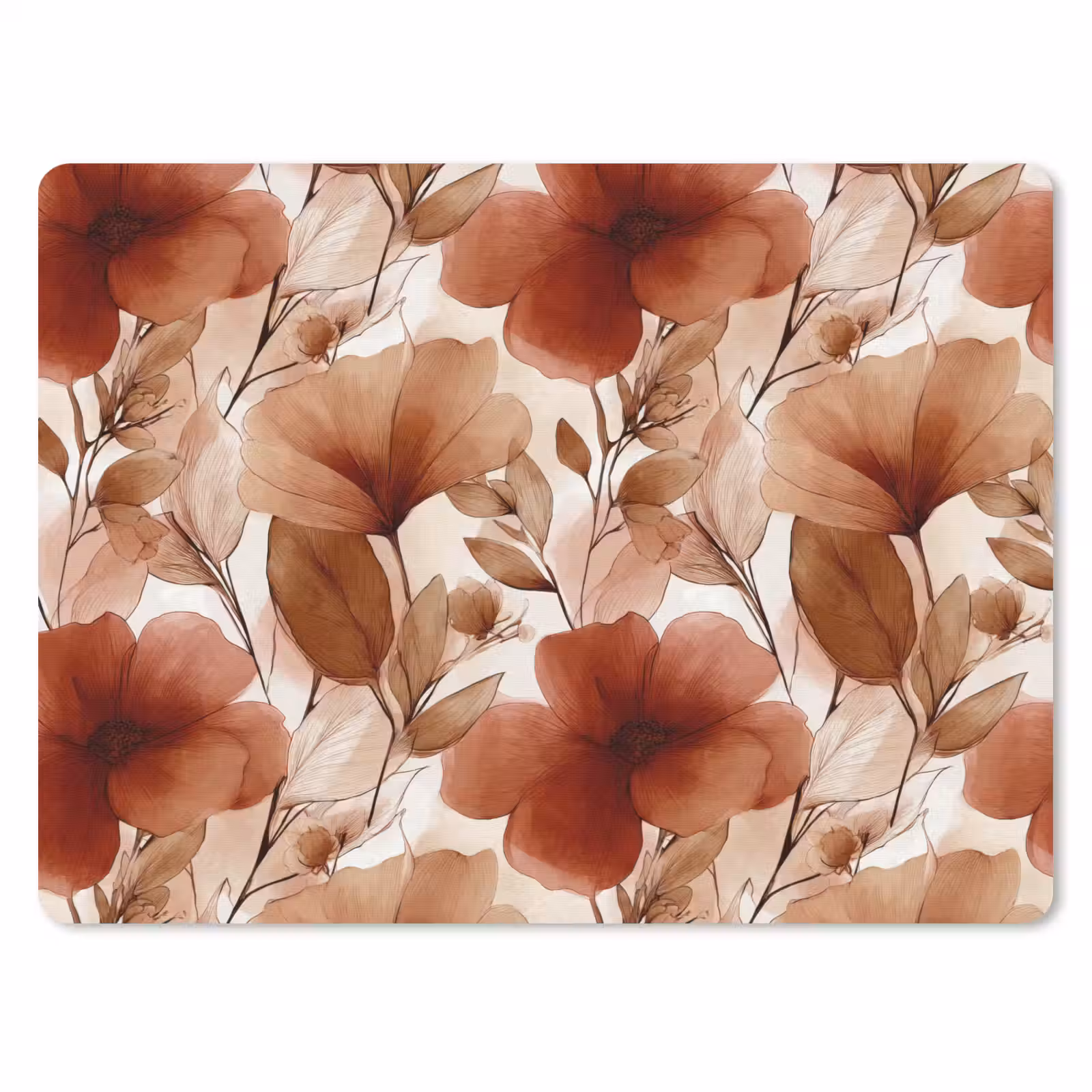 Muismat - Bloemen - Aquarel - Botanisch - Terracotta — 1
