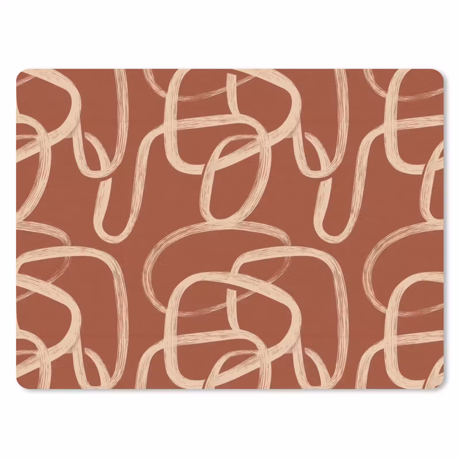 Muismat - Lijnen - Abstract - Organisch - Terracotta - Crème — 1