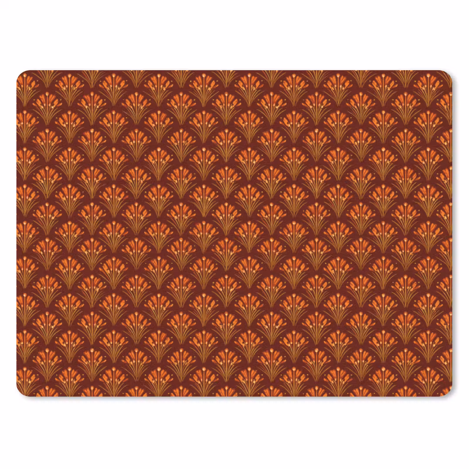 Muismat - Waaiers - Art Deco - Botanisch - Roestbruin - Oranje — 1