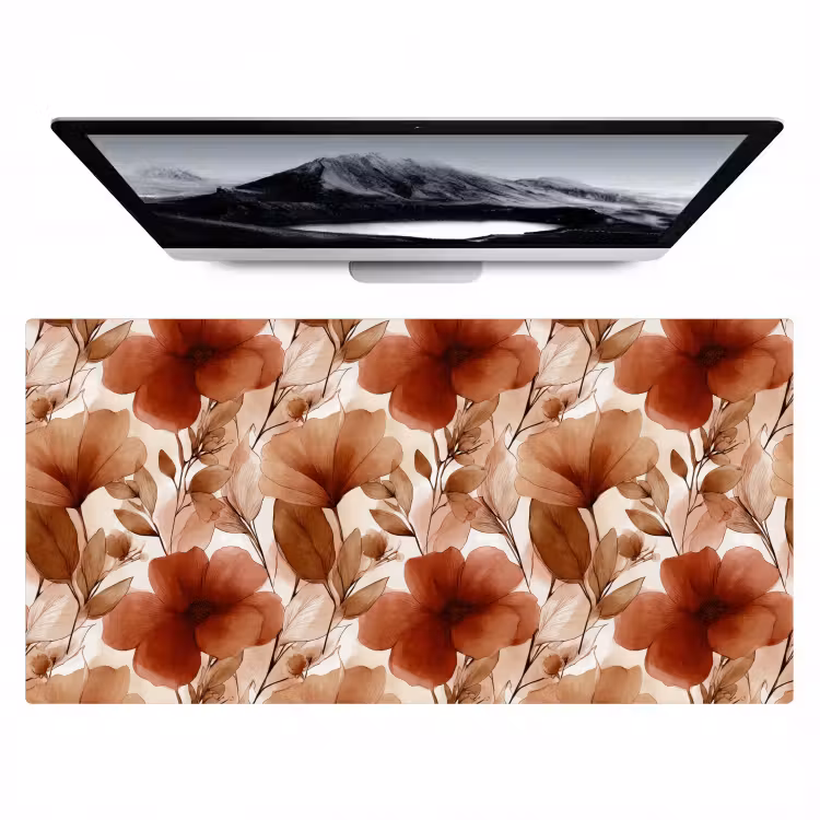 Bureau onderlegger - Bloemen - Aquarel - Botanisch - Terracotta — 1