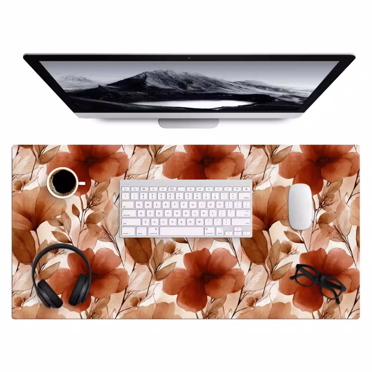 Bureau onderlegger - Bloemen - Aquarel - Botanisch - Terracotta — 4
