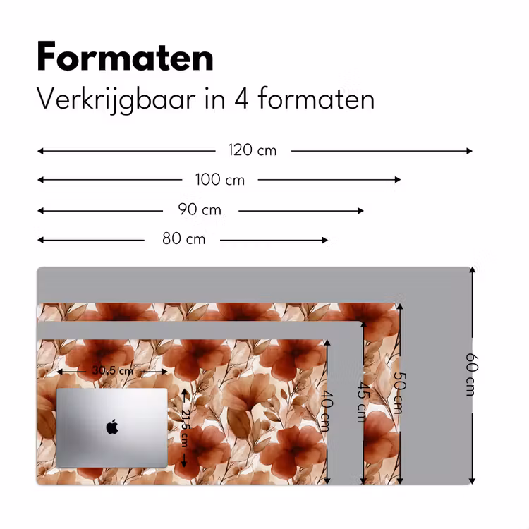 Bureau onderlegger - Bloemen - Aquarel - Botanisch - Terracotta — 8