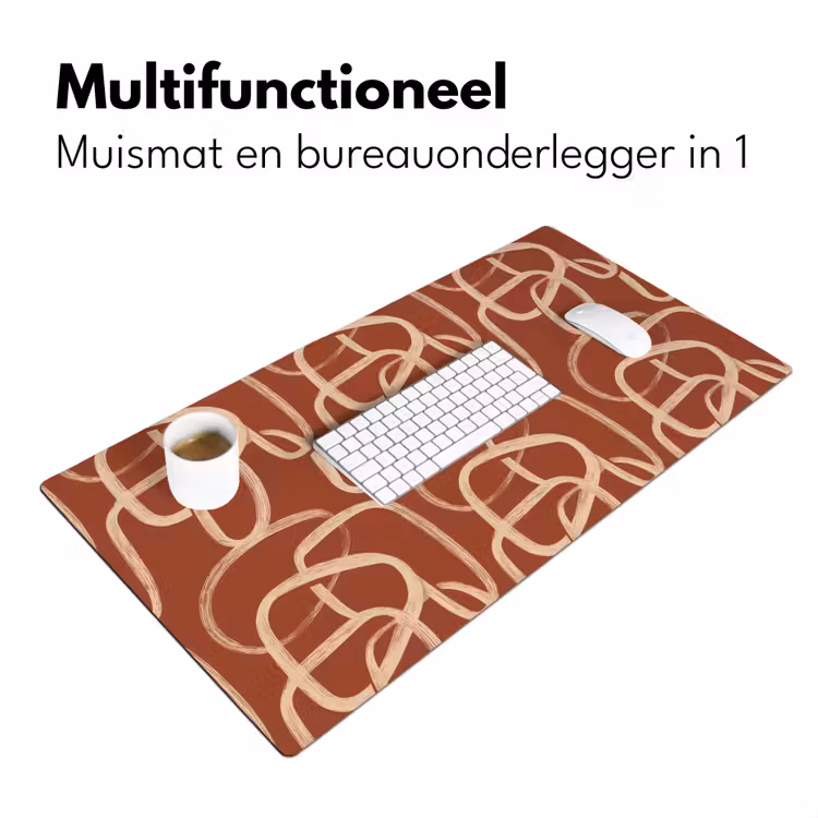 Bureau onderlegger - Lijnen - Abstract - Organisch - Terracotta - Crème — 7