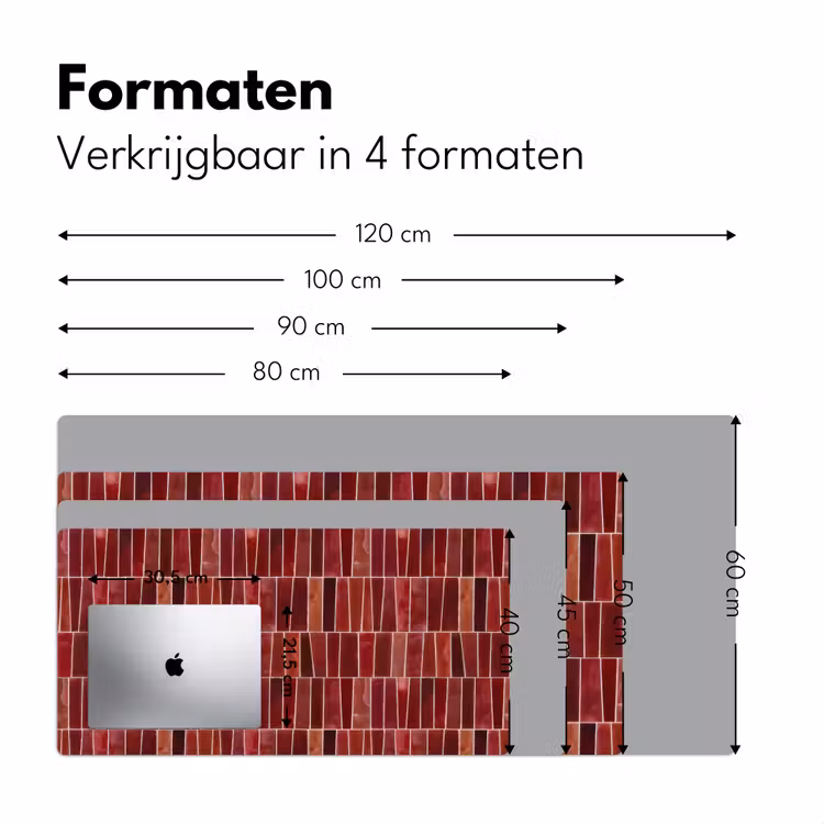 Bureau onderlegger - Tegels - Modern - Structuur - Dieprood — 8