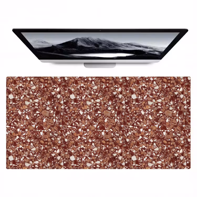 Bureau onderlegger - Terrazzo - Patroon - Steentextuur - Roodbruin — 1