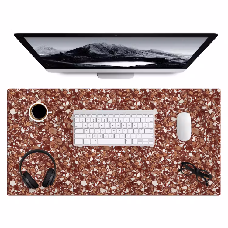 Bureau onderlegger - Terrazzo - Patroon - Steentextuur - Roodbruin — 4