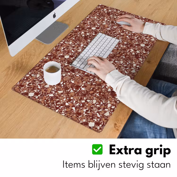 Bureau onderlegger - Terrazzo - Patroon - Steentextuur - Roodbruin — 6