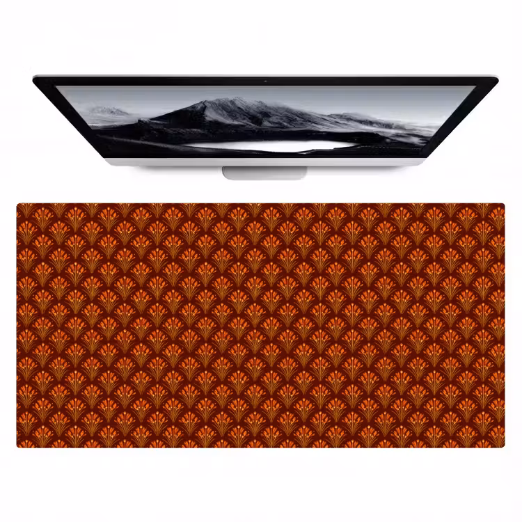 Bureau onderlegger - Waaiers - Art Deco - Botanisch - Roestbruin - Oranje — 1