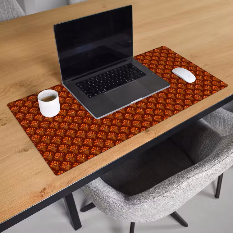 Bureau onderlegger - Waaiers - Art Deco - Botanisch - Roestbruin - Oranje — 3