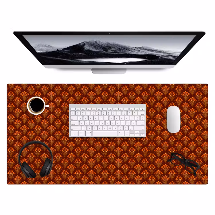 Bureau onderlegger - Waaiers - Art Deco - Botanisch - Roestbruin - Oranje — 4