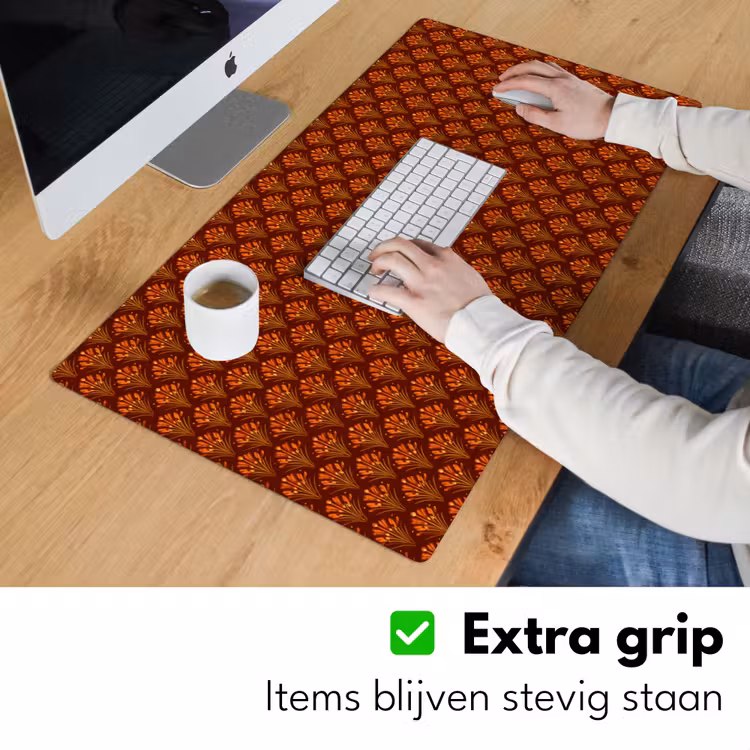 Bureau onderlegger - Waaiers - Art Deco - Botanisch - Roestbruin - Oranje — 6