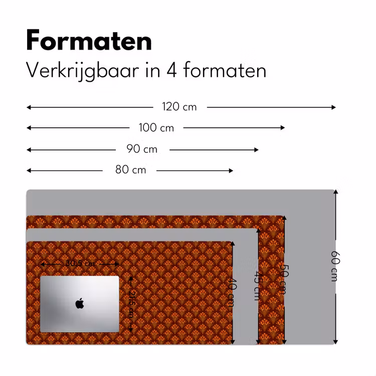Bureau onderlegger - Waaiers - Art Deco - Botanisch - Roestbruin - Oranje — 8