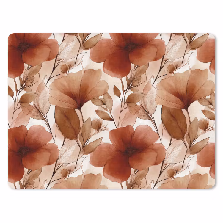 Muismat - Bloemen - Aquarel - Botanisch - Terracotta — 1