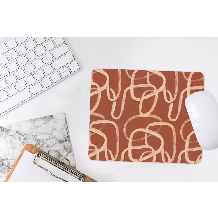 Muismat - Lijnen - Abstract - Organisch - Terracotta - Crème — 2