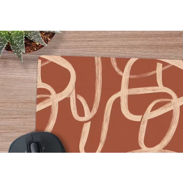 Muismat - Lijnen - Abstract - Organisch - Terracotta - Crème — 4