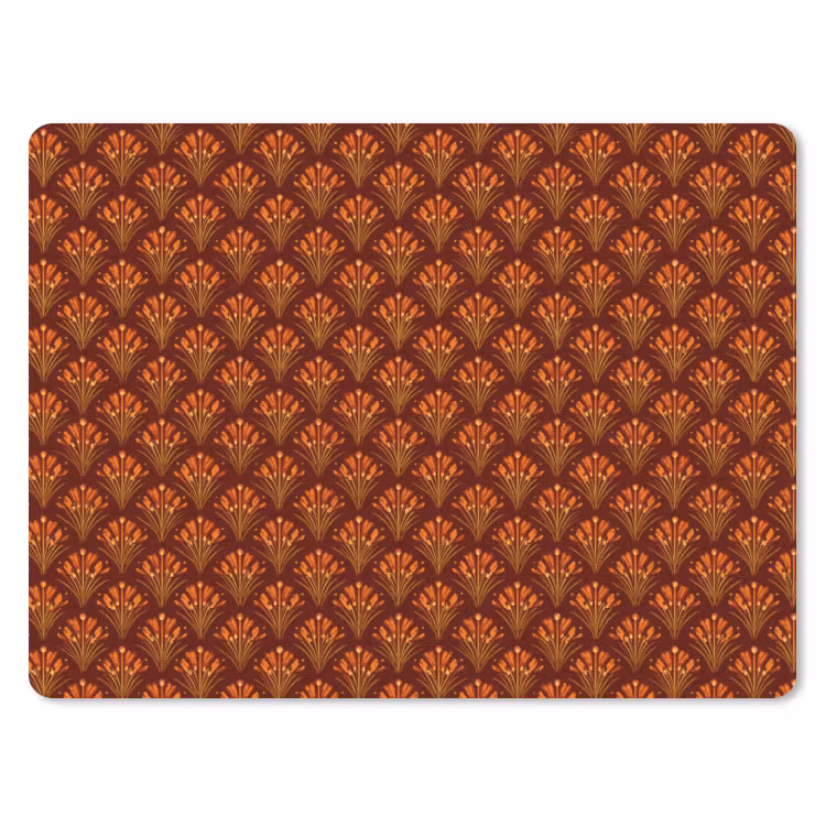 Muismat - Waaiers - Art Deco - Botanisch - Roestbruin - Oranje — 1