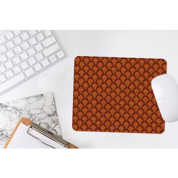 Muismat - Waaiers - Art Deco - Botanisch - Roestbruin - Oranje — 2