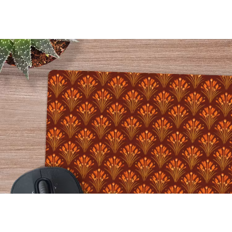 Muismat - Waaiers - Art Deco - Botanisch - Roestbruin - Oranje — 4