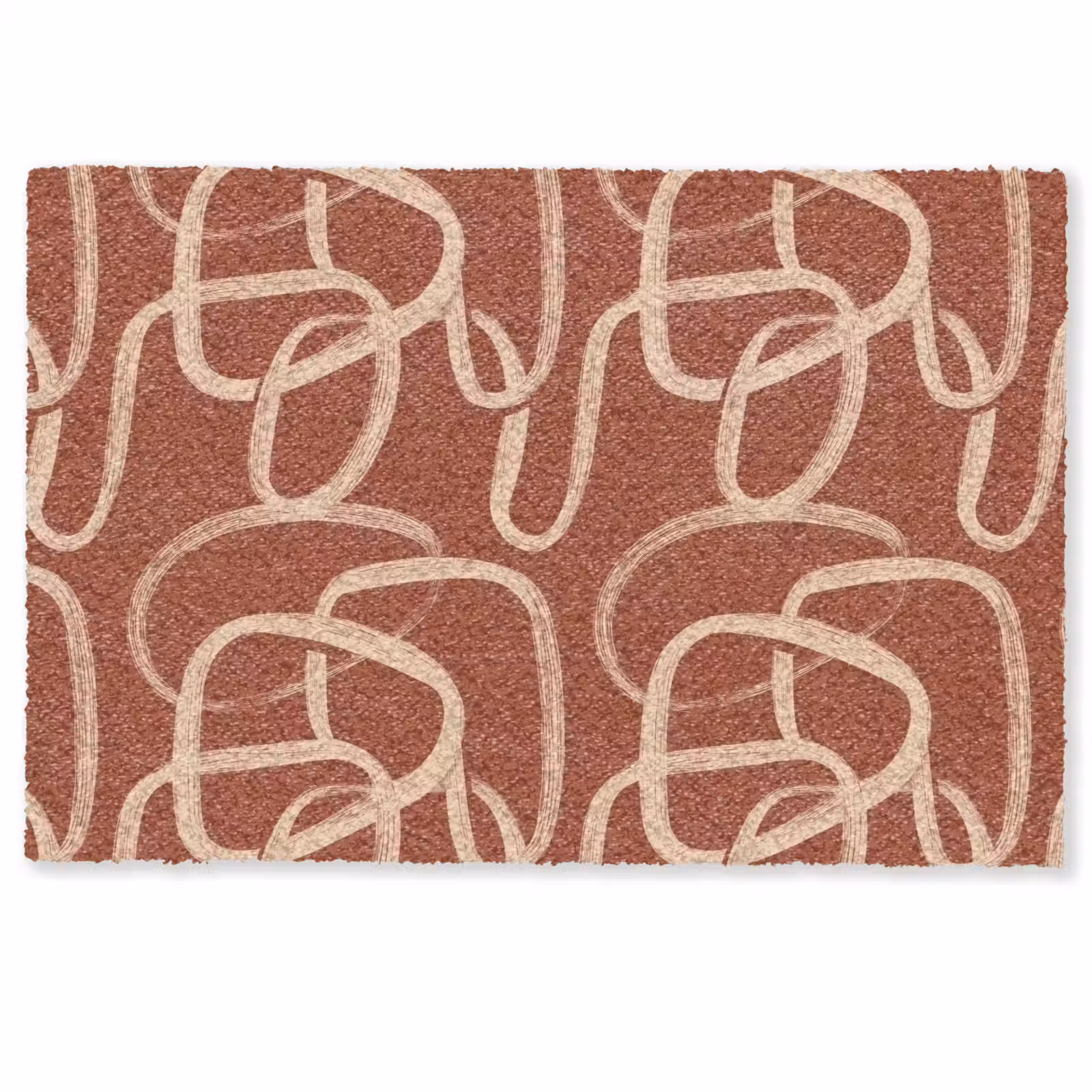 Deurmat - Lijnen - Abstract - Organisch - Terracotta - Crème — 1