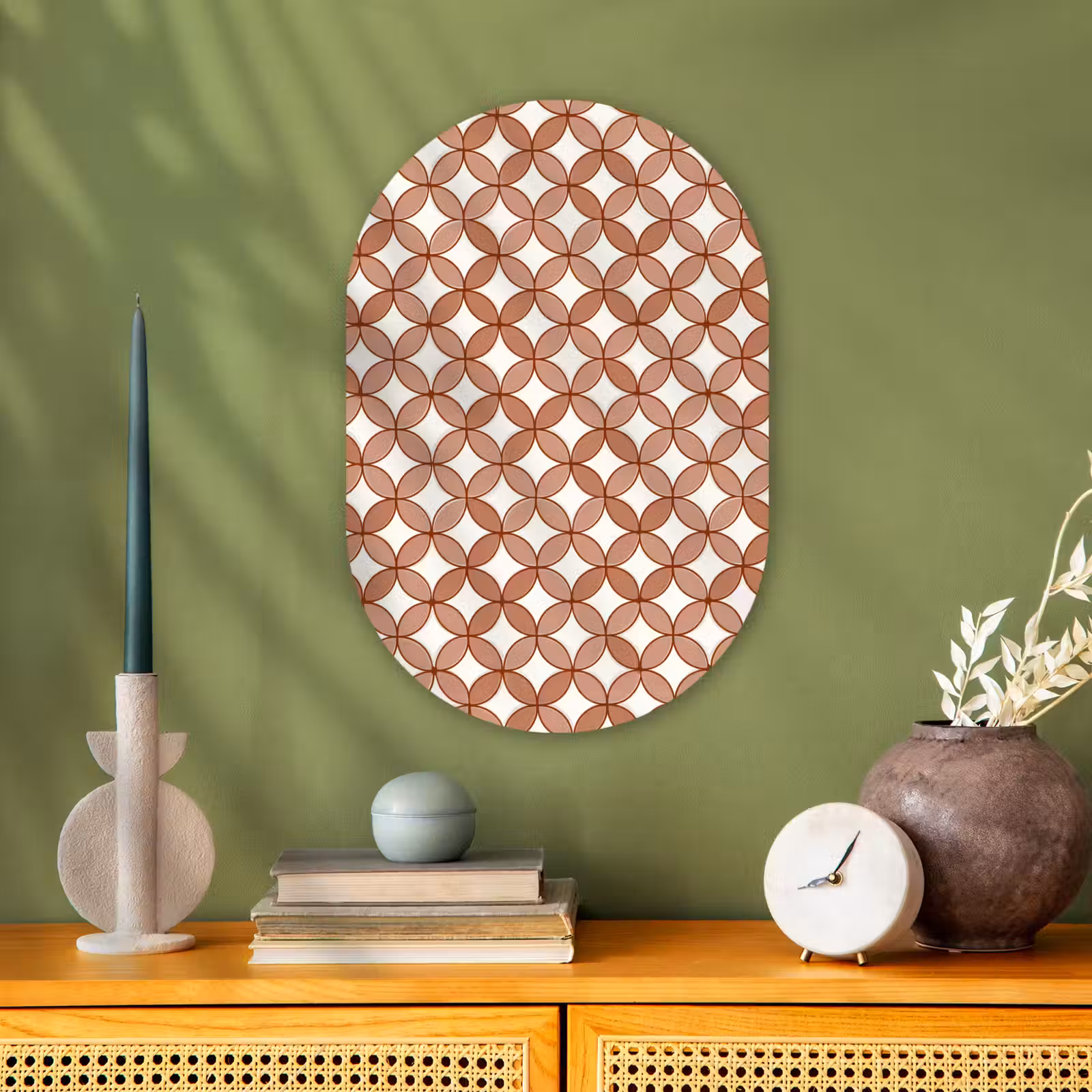 Muurovaal - Kunststof - Geometrisch - Cirkels - Modern - Terracotta — 1