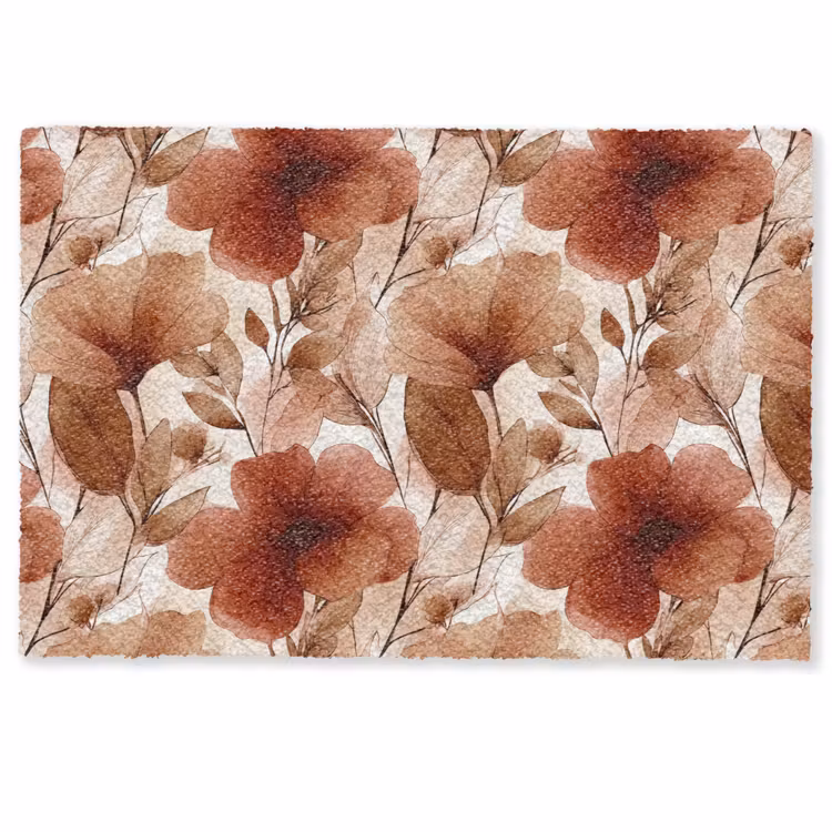Deurmat - Bloemen - Aquarel - Botanisch - Terracotta — 1