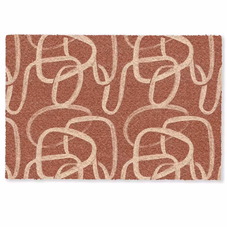 Deurmat - Lijnen - Abstract - Organisch - Terracotta - Crème — 1