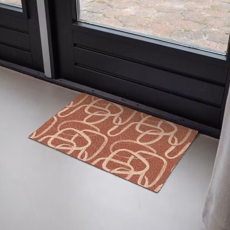 Deurmat - Lijnen - Abstract - Organisch - Terracotta - Crème — 2