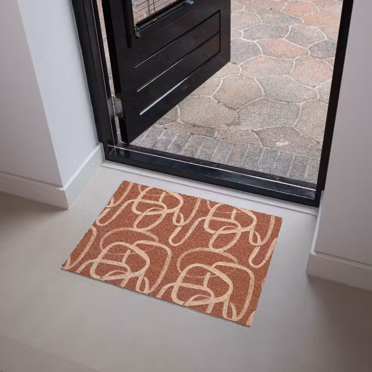 Deurmat - Lijnen - Abstract - Organisch - Terracotta - Crème — 4