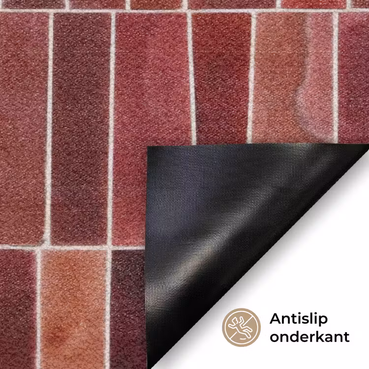 Deurmat - Tegels - Modern - Structuur - Dieprood — 6