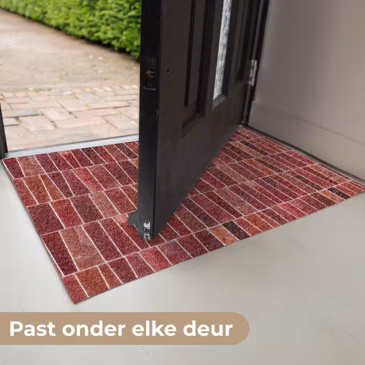 Deurmat - Tegels - Modern - Structuur - Dieprood — 7