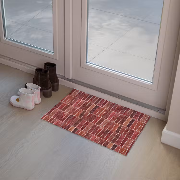 Deurmat - Tegels - Modern - Structuur - Dieprood — 8