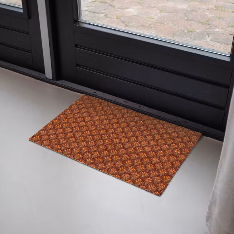 Deurmat - Waaiers - Art Deco - Botanisch - Roestbruin - Oranje — 2