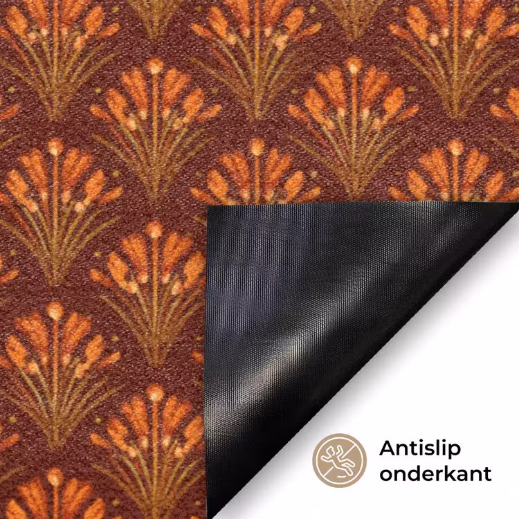 Deurmat - Waaiers - Art Deco - Botanisch - Roestbruin - Oranje — 6