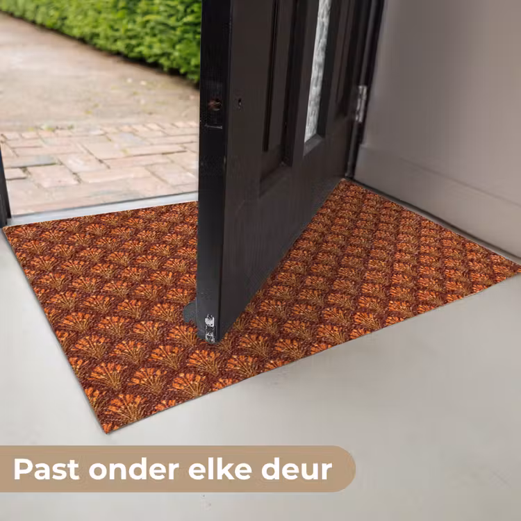Deurmat - Waaiers - Art Deco - Botanisch - Roestbruin - Oranje — 7