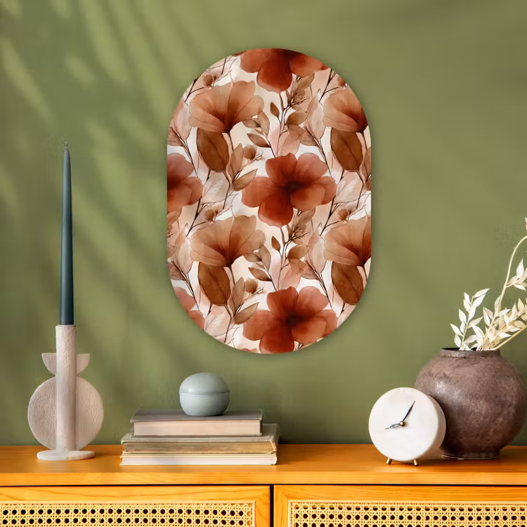 Muurovaal - Kunststof - Bloemen - Aquarel - Botanisch - Terracotta — 2