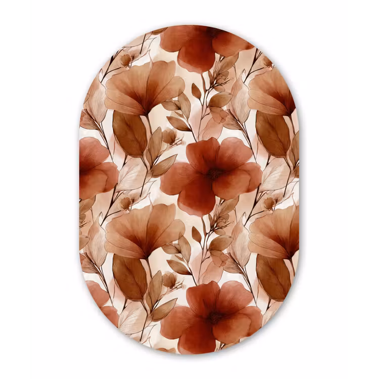 Muurovaal - Kunststof - Bloemen - Aquarel - Botanisch - Terracotta — 3