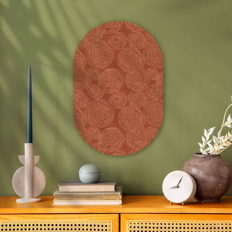Muurovaal - Kunststof - Cirkels - Abstract - Artistiek - Terracotta — 2