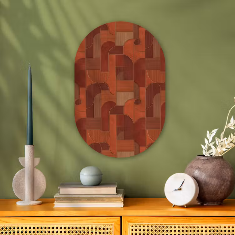 Muurovaal - Kunststof - Geometrisch - Abstract - Textuur - Bruin — 2
