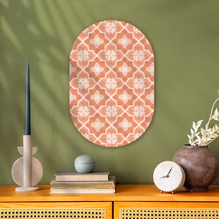 Muurovaal - Kunststof - Tegelpatroon - Arabesk - Vintage - Terracotta — 1