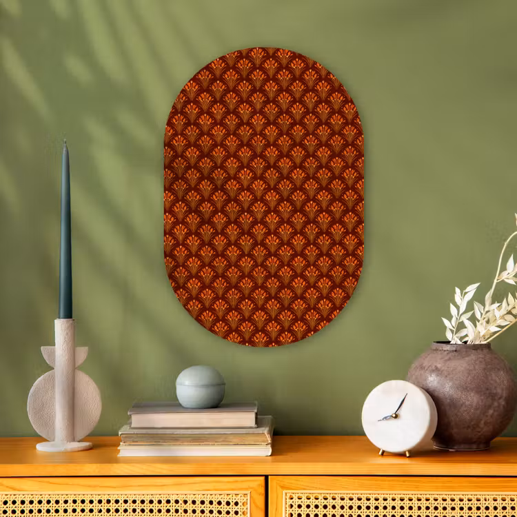 Muurovaal - Kunststof - Waaiers - Art Deco - Botanisch - Roestbruin - Oranje — 2