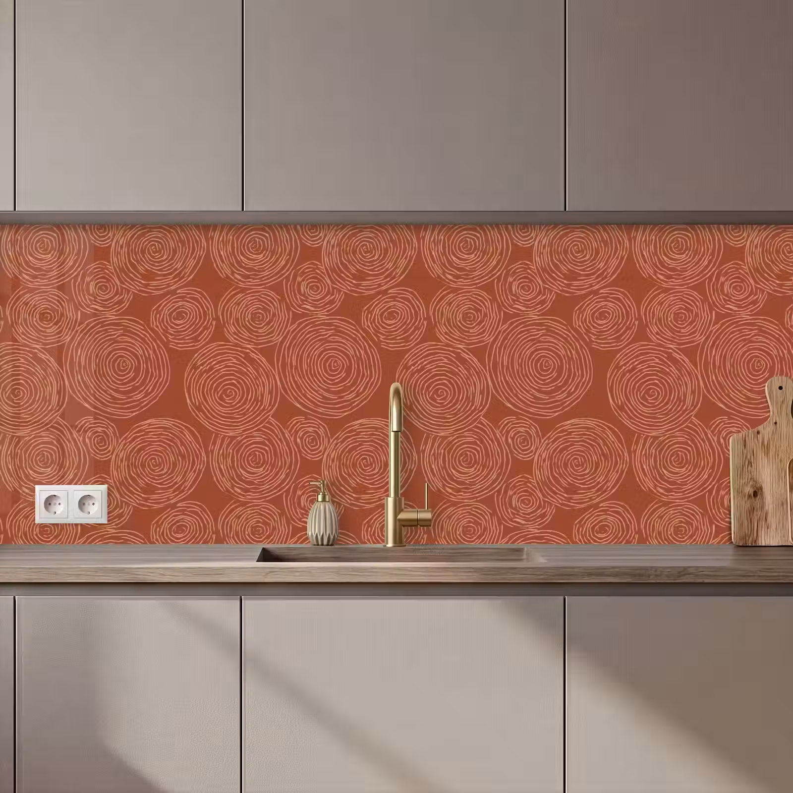 Keuken achterwand - Cirkels - Abstract - Artistiek - Terracotta — 1
