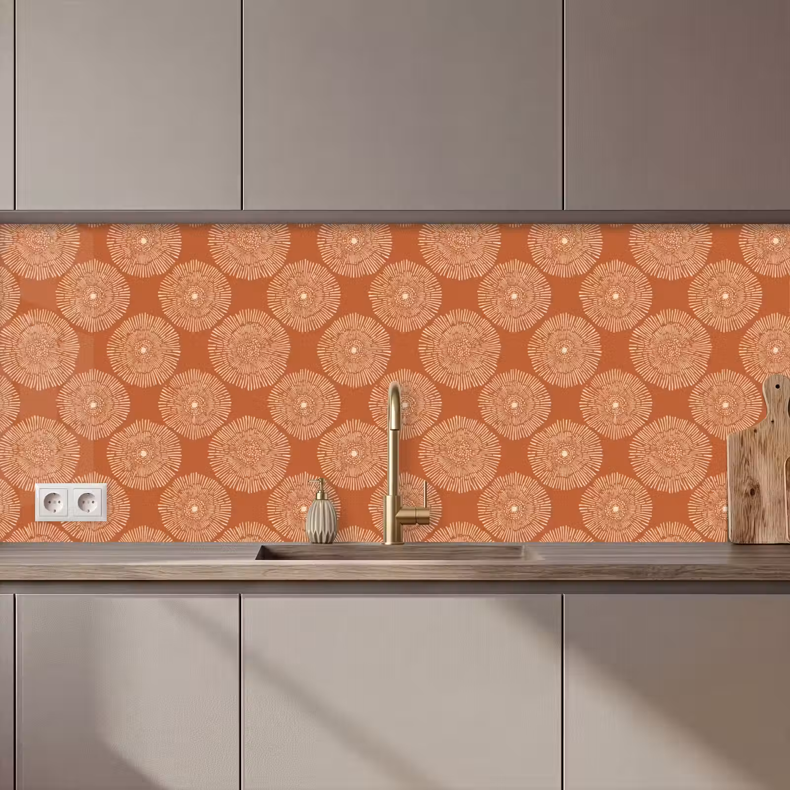Keuken achterwand - Cirkels - Grafisch - Patroon - Terracotta — 1