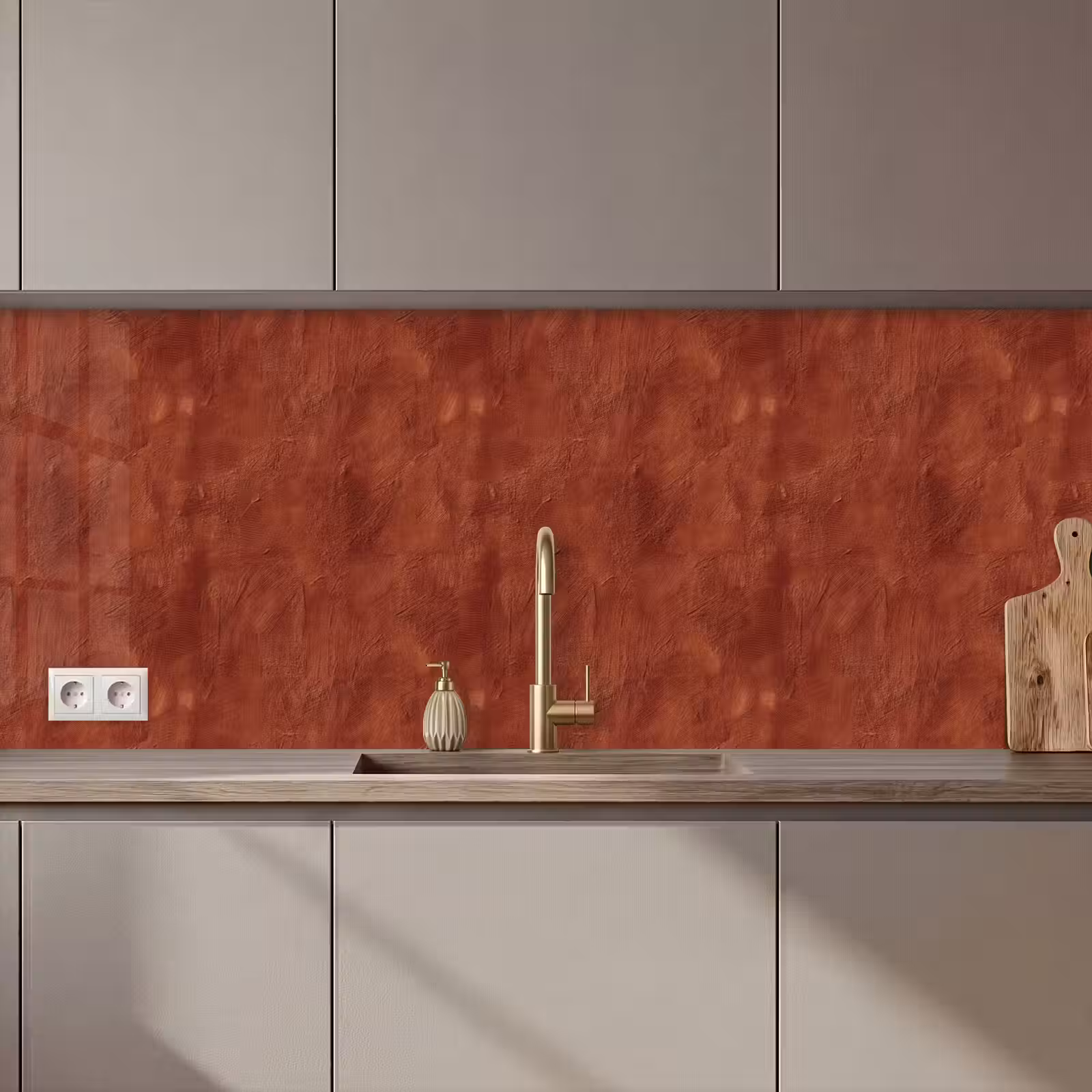Keuken achterwand - Stucwerk - Textuur - Terracotta — 1