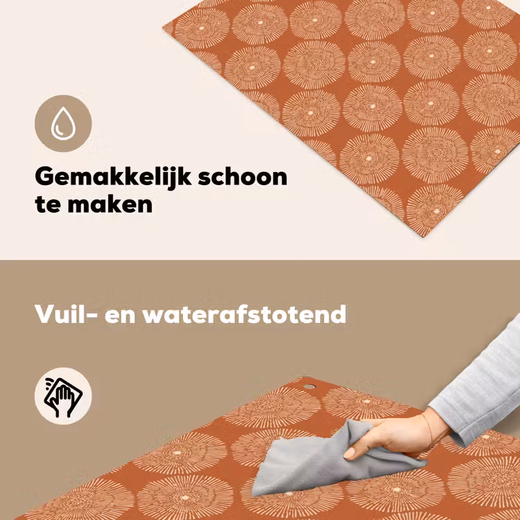 Inductie beschermer en spatscherm (2in1) - Cirkels - Grafisch - Patroon - Terracotta — 5