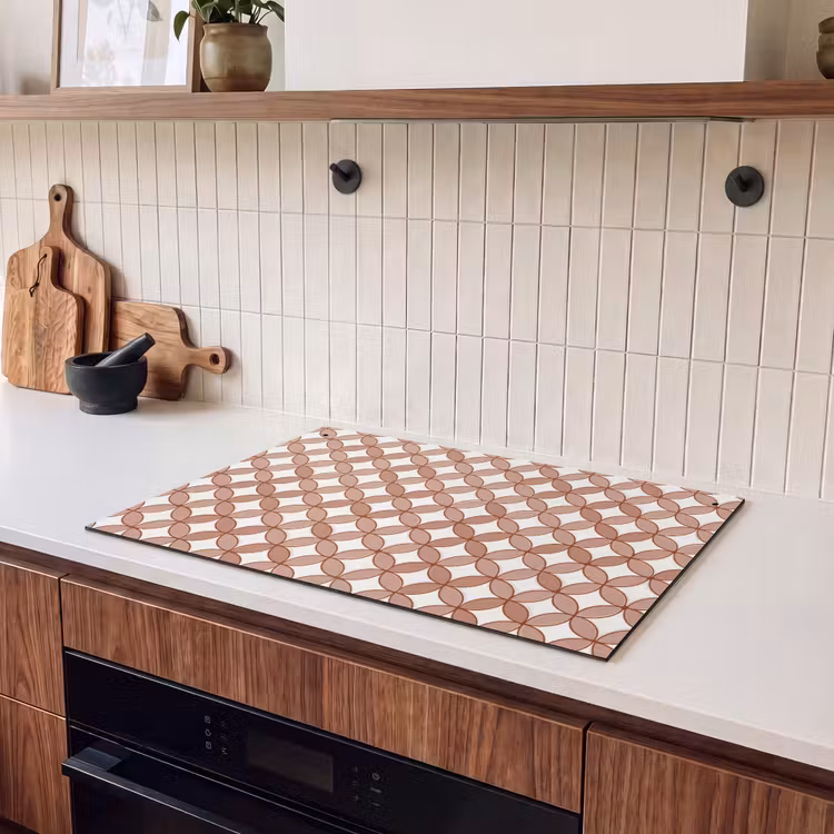 Inductie beschermer en spatscherm (2in1) - Geometrisch - Cirkels - Modern - Terracotta — 3