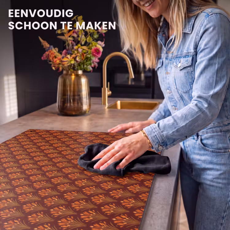 Inductie beschermer en spatscherm (2in1) - Waaiers - Art Deco - Botanisch - Roestbruin - Oranje — 5